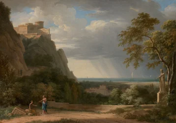 Classical Landscape with Figures and Sculpture